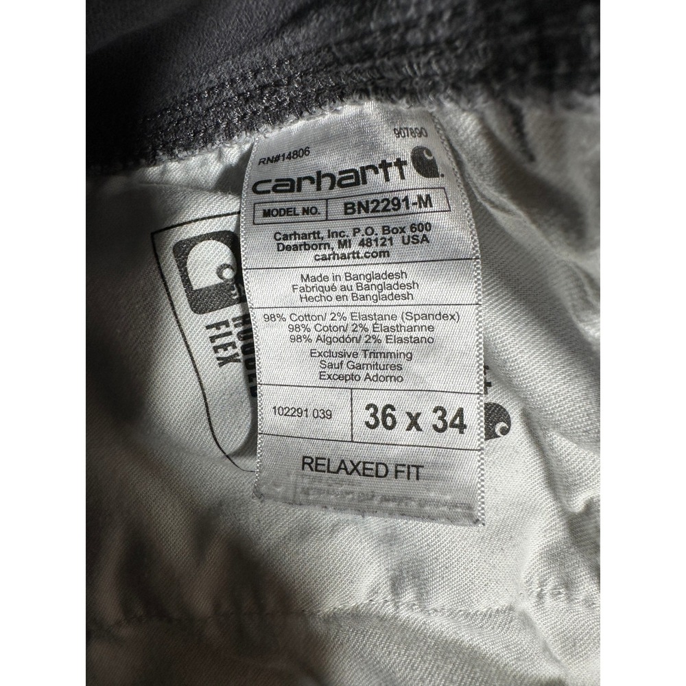 Carhartt Rugged Flex Relaxed Fit Canvas Work Pant Sz 36x34 Grey Distress BN2291M - Picture 6 of 11